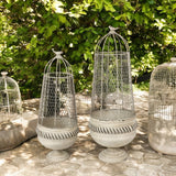 Decorative Cream Metal Plant Stands, Set of 2 – Stylish Home & Garden Display, 83cm & 70cm