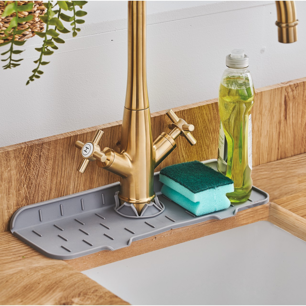 Avilo Silicone Faucet Protection Mat – Splash Guard & Draining Tray for Kitchen Worktops