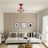 LEDSONE Red Vintage Semi Flush Mount Ceiling Light with Metal Cage Shade and E27 Holder – Hallway Fixture