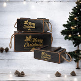 AcaciaHome Vintage Wooden Merry Christmas Storage Crate Set with Sturdy Handles – Festive Rustic Decor