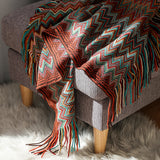 Aztec Boho Woven Blanket with Chevron Design – Soft Throw for Sofa and Bed