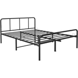 House of Home Extra Strong Black Metal Double Bed Frame with Rounded Head & Footboard
