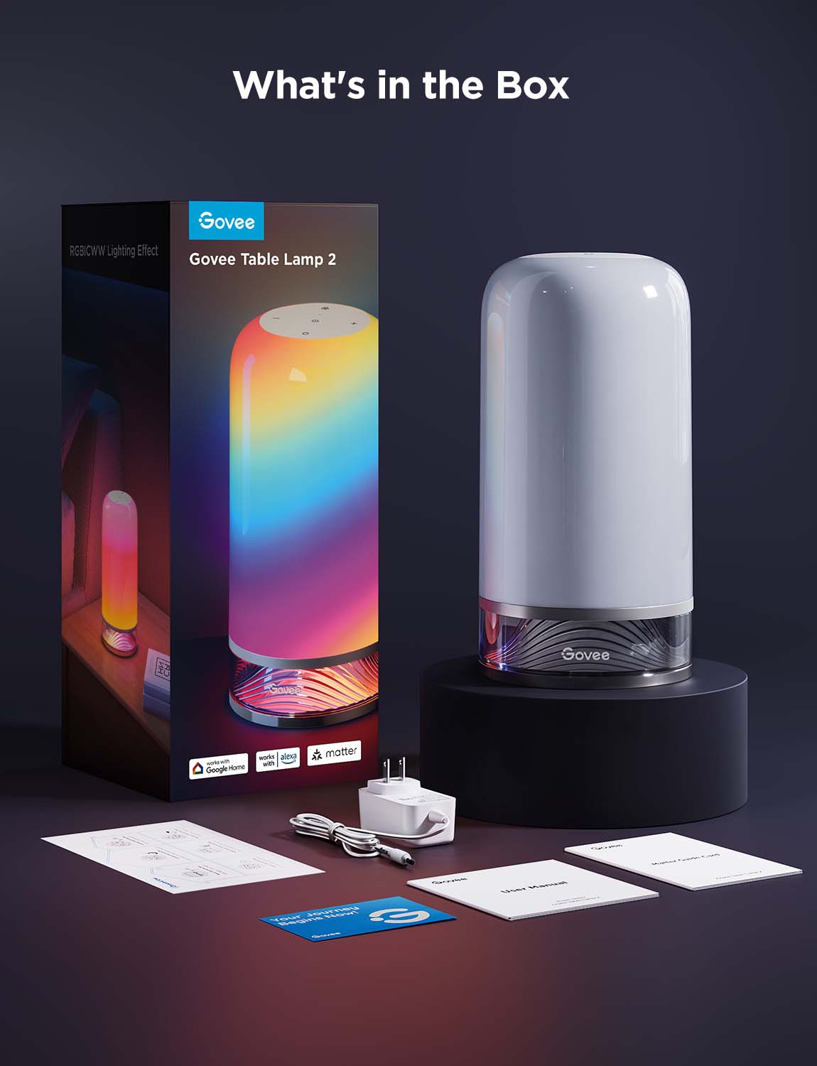Govee Aura Smart RGB LED Table Lamp with App Control, 16 Million Colours & 60+ Scenes – Mood Lighting