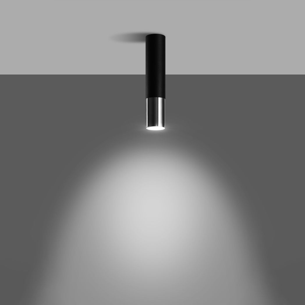 Sollux Lighting Loopez Modern Steel Ceiling Lamp with GU10 Bulb Fitting – Black and Chrome