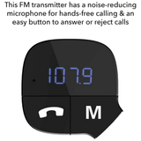 Aquarius Bluetooth Car Adapter and FM Transmitter with Hands-Free Calling – LED Display, USB Car Kit, White