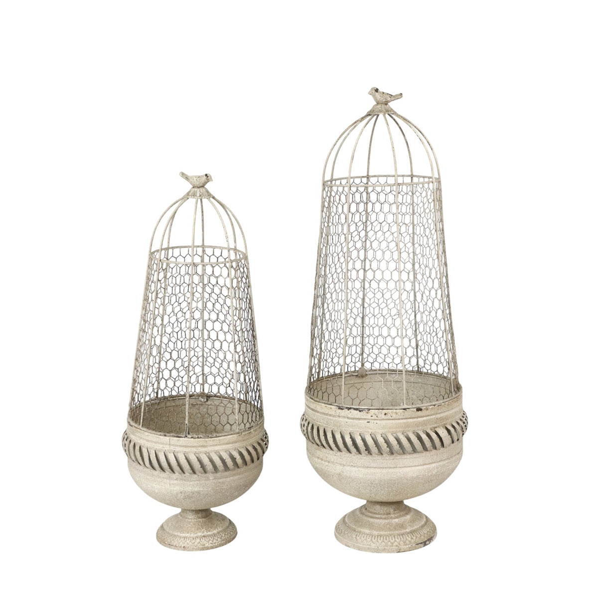 Decorative Cream Metal Plant Stands, Set of 2 – Stylish Home & Garden Display, 83cm & 70cm