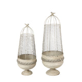 Decorative Cream Metal Plant Stands, Set of 2 – Stylish Home & Garden Display, 83cm & 70cm