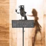 AcaciaHome 125cm Metal Owl Garden Stake with Welcome Sign – Whimsical Outdoor Art for Gardens & Porches