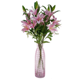 49cm Tall Pink Square Glass Vase – Statement Floral Display, Pink