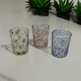 Glass Votive Holder, 10cm – Vintage-Style Washed White Tealight Candle Holder