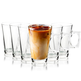 VINSANI Latte Glasses Set of 6 – Clear Glass for Lattes, Cappuccinos & Hot Chocolate
