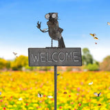 AcaciaHome 125cm Metal Owl Garden Stake with Welcome Sign – Whimsical Outdoor Art for Gardens & Porches
