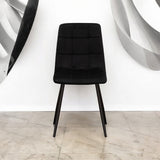 AcaciaHome Velvet Padded Dining Chair with Black Metal Legs