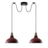 LEDSONE Burgundy Vintage 2 Way Ceiling Pendant Light with 29cm Metal Shades and E27 Base – Industrial Style