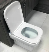 Soft Close Square Toilet Seat with Quick Release & Top-Fix Hinges – Anti-Bacterial, Heavy Duty, Gloss White