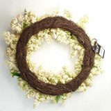Artificial Hanging Wreath with White Berries, 55cm – Door Decoration with Woven Base