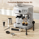 HOMCOM 15 Bar Espresso Machine with Bean Grinder & Steam Wand – Cup Warmer, Silver