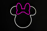 YELLOWPOP Disney Minnie Mouse LED Neon Wall Light – 250 Lumen USB Powered Sign, White Glow, Gift Boxed