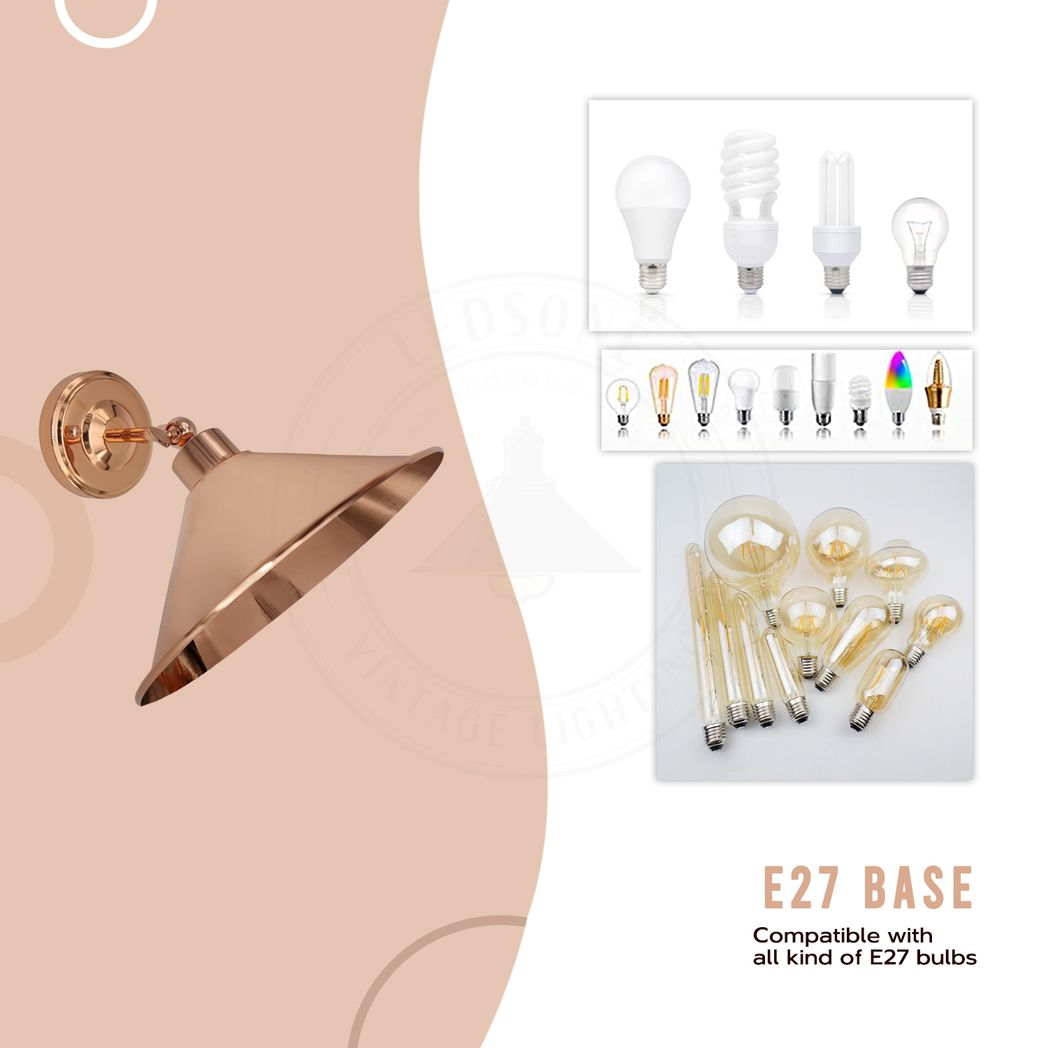 Rose Gold Retro Metal Lamp, E27