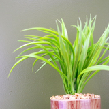 Leaf 35cm Artificial Grass Plant in Contemporary Ceramic Planter with Metal Stand – Home Decor, Brown & Green