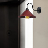 Vintage Swan Neck Wall Light, Cone Shade, E27 Socket – Dimmable Indoor Wall Sconce, Rustic Red