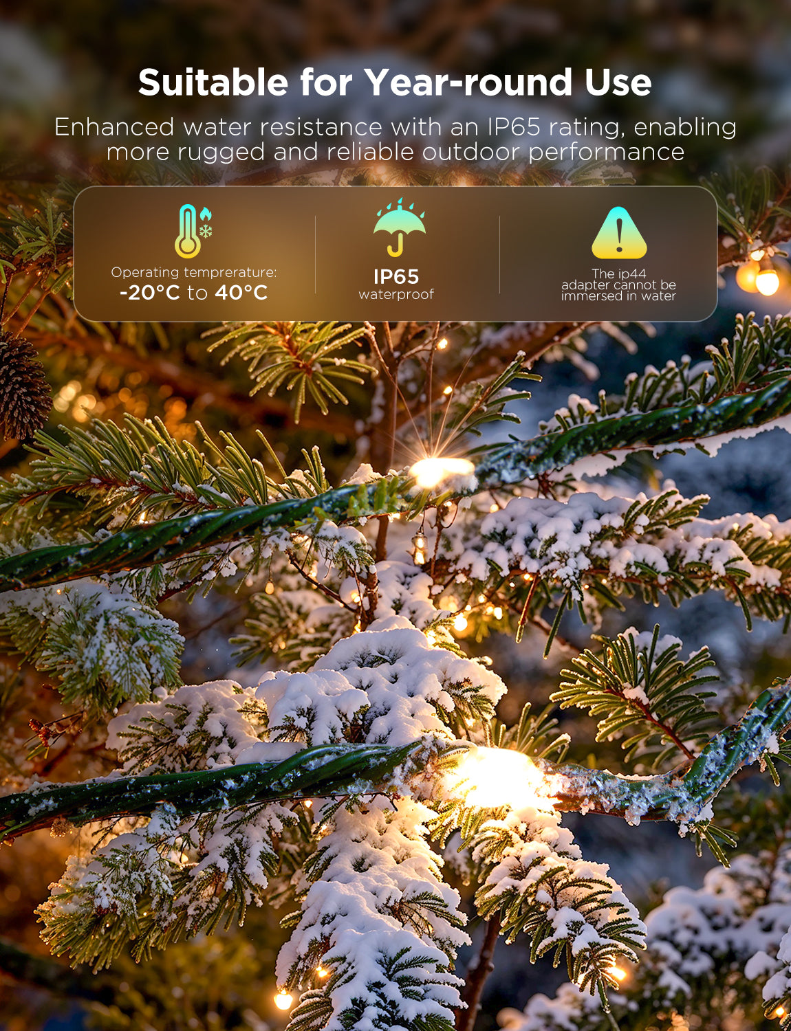 Govee Christmas String Lights RGBICW, 20m IP65 – 130+ Preset Modes with Music Sync