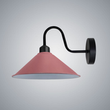 Vintage Swan Neck Wall Light with Cone Shade and E27 Socket – Dimmable Indoor Wall Sconce, Pink