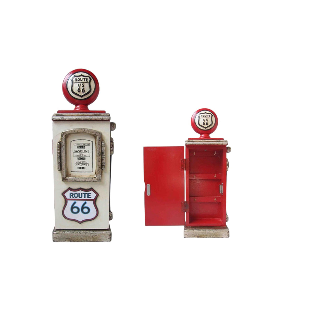 AcaciaHome Wooden Petrol Pump Key Box – Vintage Cream Storage for Keys, Freestanding or Wall Mounted