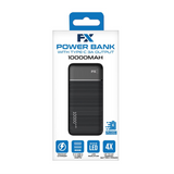 FX 10,000mAh Power Bank with 3A Type-C Output – Portable Charger with 2 USB Ports, LED Indicator, Black