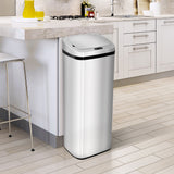 HOMCOM 50L Motion Sensor Kitchen Bin with Touch-Free Lid – Lightweight ABS Waste Bin, Silver & Black