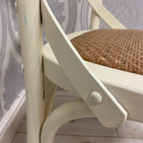 AcaciaHome Oak Cross Back Café Chair with Rattan Seat – Hand-Finished Dining Seating, Cream