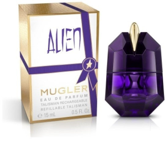 Mugler Alien Eau de Parfum Spray Refillable 15ml – Floral, Woody Fragrance for Women