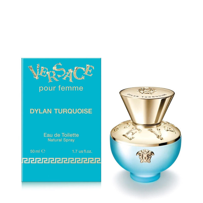 Versace Dylan Turquoise Eau de Toilette Spray 50ml – Fresh & Citrus, Floral Fragrance for Women