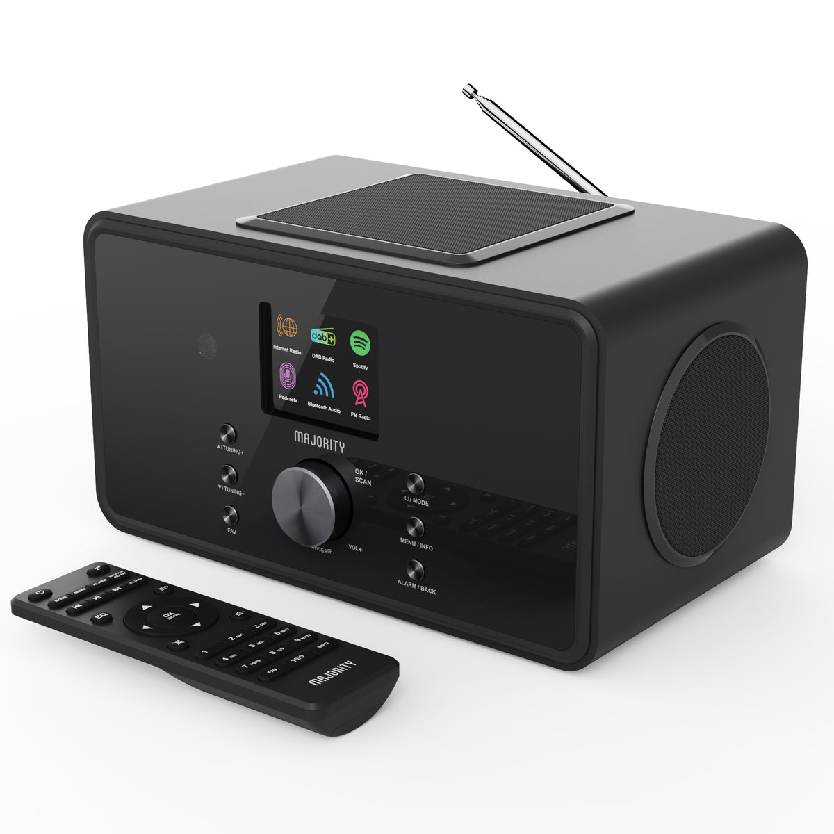 Majority Bard Music System with Internet Radio, DAB+/FM, Bluetooth & Spotify Connect – 100W, Black