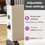 Neo 2000W Freestanding Convector Heater with Adjustable Thermostat, 3 Heat Settings & Overheat Protection