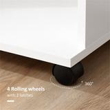 Rolling Open Wardrobe with Aluminium Hanging Rail & 3 Shelves – Mobile Bedroom Clothes Storage, White