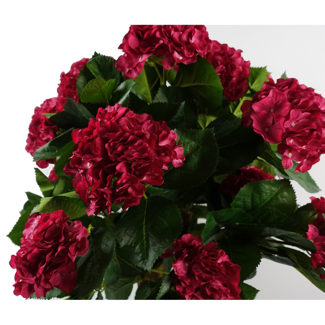 75cm Artificial Pink Bush Hydrangea Plant, Potted – Home Decor Flowers, Dark Pink