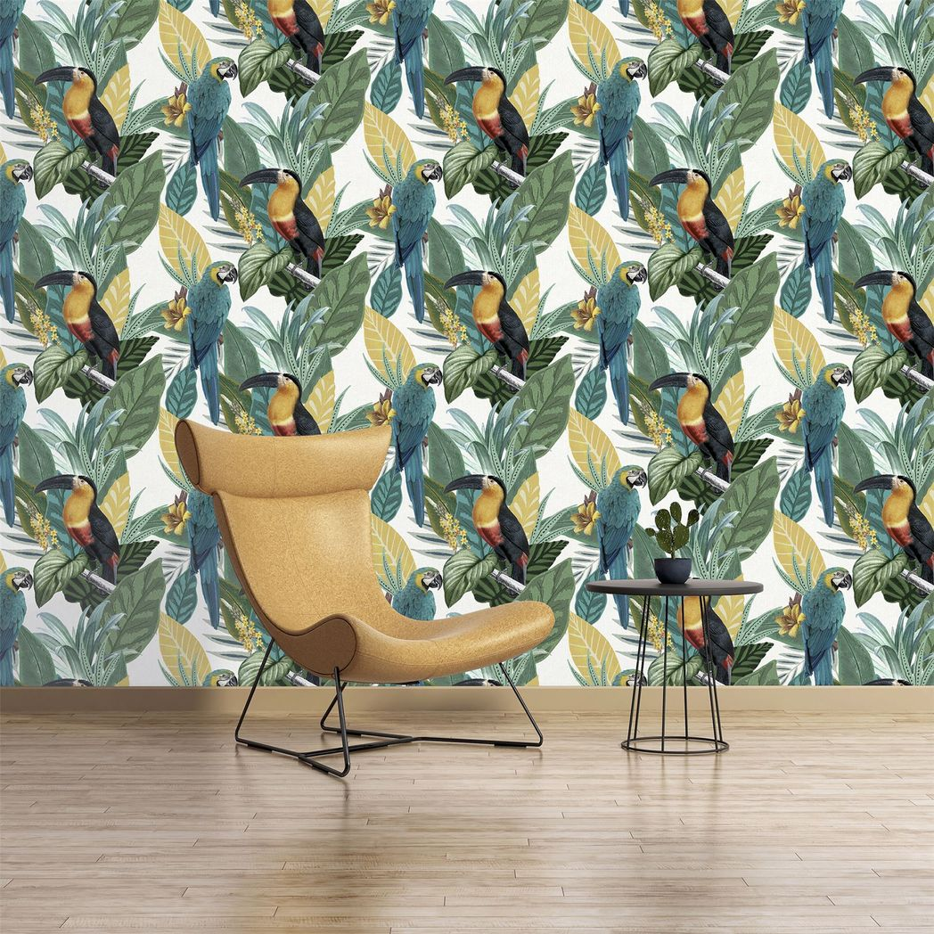 Arthouse Toucan Jungle Wallpaper – Paste the Paper Tropical Feature Wall Covering, Multi