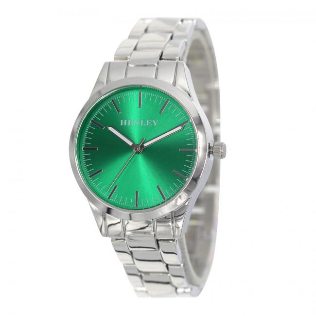 Henley Ladies Watch – Sunray Green Dial, Silver Bracelet