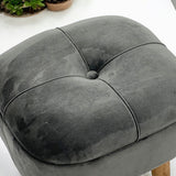 AcaciaHome Round Velvet Ottoman Footstool with Lift-Up Storage – Traditional Pattern for Living Room or Office, Grey