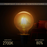Ledsone 6-Pack E27 G95 Dimmable LED Edison Bulbs – Vintage Amber Glass Filament Lamps, 2700K Warm White