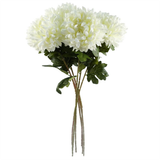 Leaf Design UK Pack of 6 Extra Large Reflex Chrysanthemum Artificial Stems – 75cm Silk Flowers, White