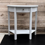 Art Deco 1 Drawer Semicircle Console Table with Satin Knob Handle – Medium Wood Tone Hallway Storage, Grey