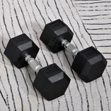 HOMCOM Hexagonal Dumbbell Set, 2 x 10kg with Knurled Handles – Anti-Roll Hand Weights for Home Gym