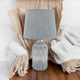 AcaciaHome Grey Two-Tone Ceramic Table Lamp with Drum Shade – 40cm Bedside & Desk Lighting