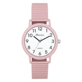 Ravel Unisex Large Size Coloured Expander Bracelet Watch – Stretch Strap Wrist Watch, Pastel Pink