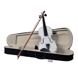 4/4 Full Size Acoustic Violin Set with Case, Bow & Rosin – Basswood Violin Outfit for Adult Learners, White
