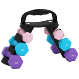 SPORTNOW Dumbbell Set with Storage Rack, 12kg Total (2 x 1kg, 2 x 2kg, 2 x 3kg) – Home Gym Hand Weights, Pink