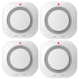 Photoelectric Battery Smoke Alarms, 4 Pack – Wireless Fire Detectors with LED and Sound Warning, Easy Mount