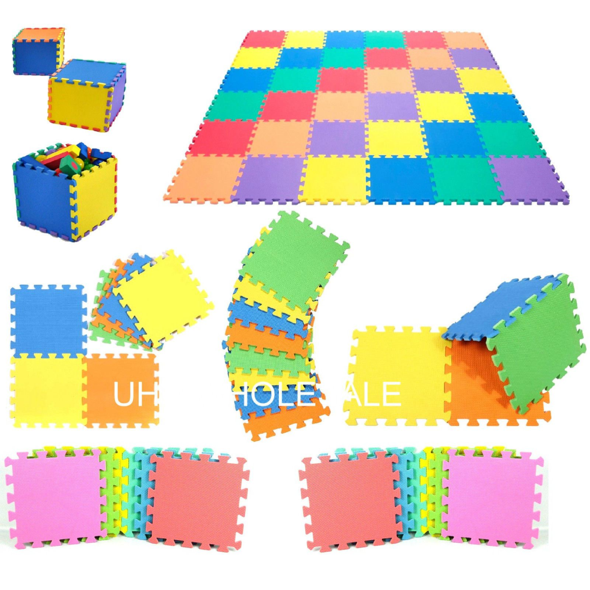 3-Pack Multicolour EVA Interlocking Foam Floor Mats – 30 x 30cm Tiles